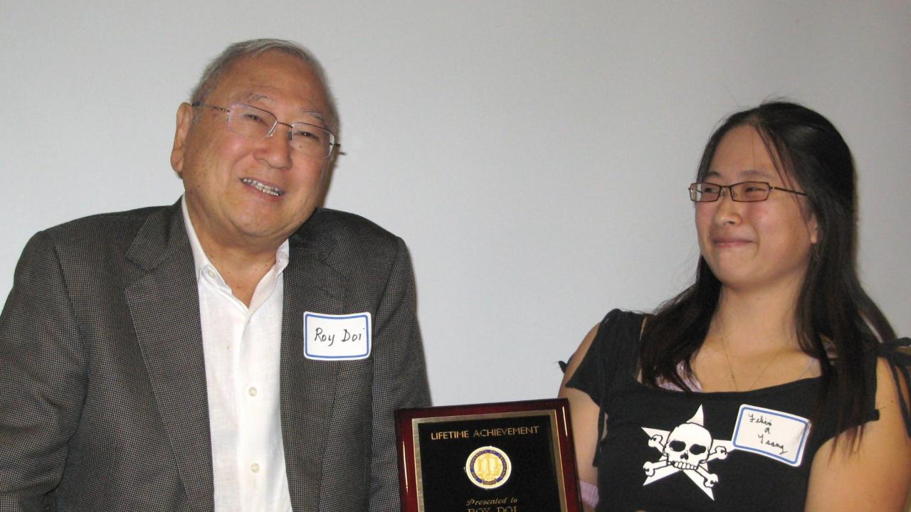 Roy Doi receives a lifetime achievement award at the UC Davis Biochemistry and Molecular Biology Colloquium in 2008. Courtesy photo