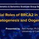 Dark blue graphic with seminar title, speaker name and speaker title