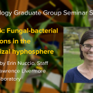 Plant graphic with seminar title, speaker name and title, and speaker photo