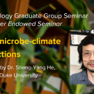 Plant graphic with seminar title, speaker name and title, and speaker photo