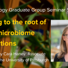 Plant graphic with seminar title, speaker name and title, and speaker photo
